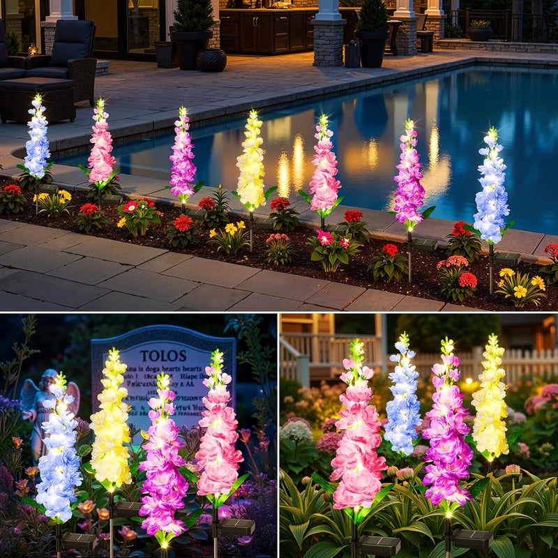 KOOPER Solar Lights Outdoor Garden Decor, 4 Pack Upgraded Delphinium Solar Garden Lights with 36 LEDs, Vivid Flowers Outdoor Waterproof for Landscape Patio Yard Decor - Image 5
